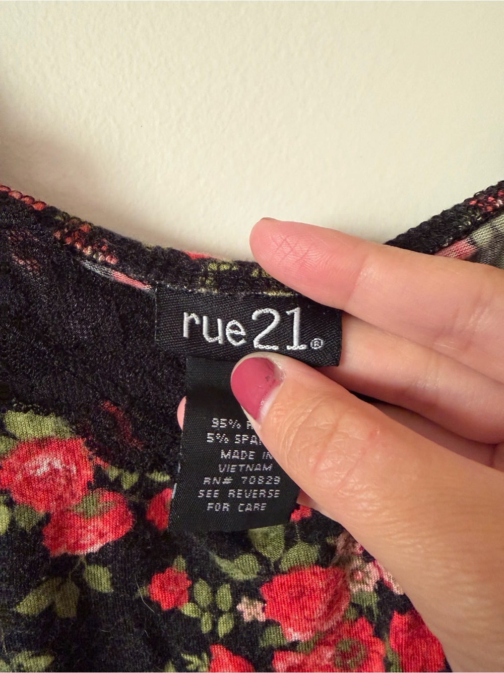 rue21 Black Floral Lace Cami with Red Rose Print - Picture 3 of 5
